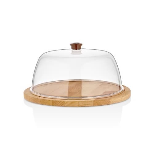 Ø300 мм Коричневый круглый колпак + деревянный поднос (Ироко)